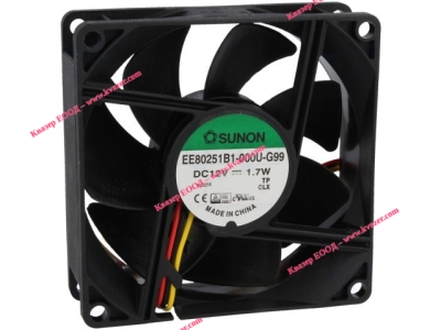 ВЕНТИЛАТОР DC 12V 80X80X25mm, 69,3m3/h SUNON сачмен лагер