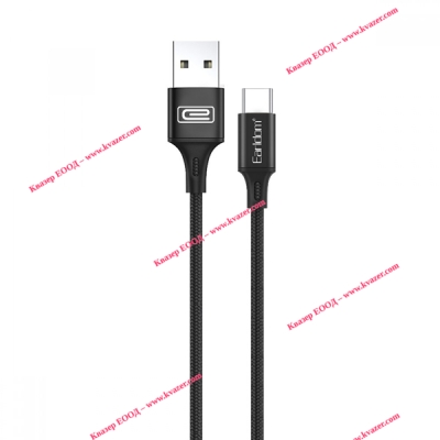 Кабел за данни Earldom EC-028C, Type-C, 1.0m, Черен