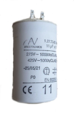 1C 11uF 425V работен кондензатор тип MKP с изводни пера