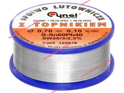 ТИНОЛ Sn60Pb40, ф0.70mm, 100гр. F-SW26 2.5%/ LC60-0.70/0.1