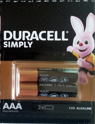 Алкална батерия AAA LR03 DURACELL 2бр