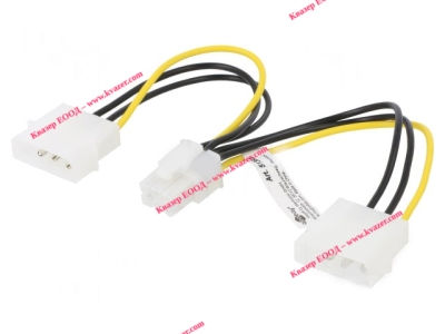 Кабел Molex мъжки x2,PCI-E 6pin женски, 0.15m