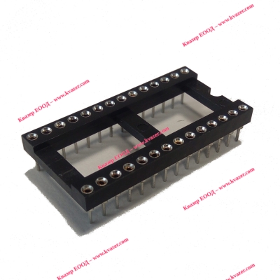 Цангов цокъл за ИС 28pin, DIP 15.24mm, THT растер 2.54mm
