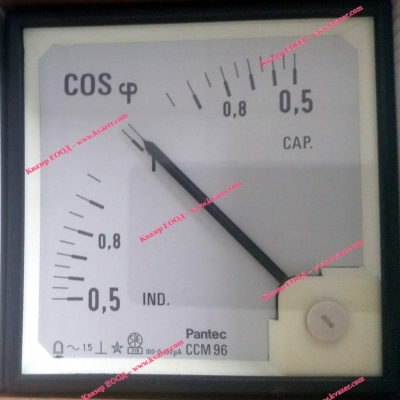 Косинус Фи метър (cos phi), 100-0-100uA, 0.5-1-0.5, аналогов панелен 96x96mm CCM 96