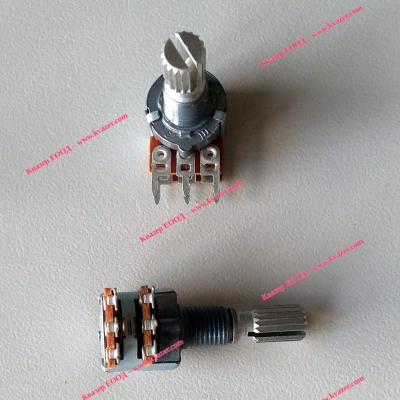 RFT Потенциометър, стерео, логаритмичен, аксиален, еднооборотен, 100kohm THT 6mm