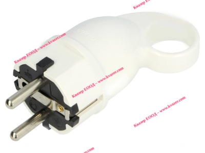Щепсел шуко 2P+PE с ухо бял 16A 250V IP44