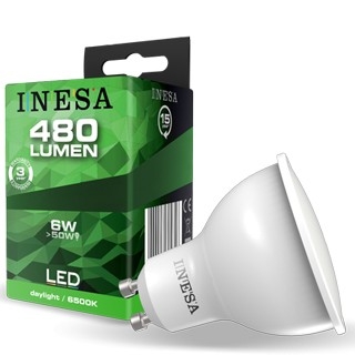 LED лампа GU10 6W 480lm 6500K 38гр. INESA