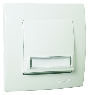 Бутон за звънец 12V  с етикет и светлинен индикатор MAKEL Lilium Natural Kare БЯЛ 32001030