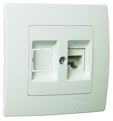 Розeтка за компютър CAT 5E + гнездо  MAKEL Lilium Natural Kare БЯЛ 32001035
