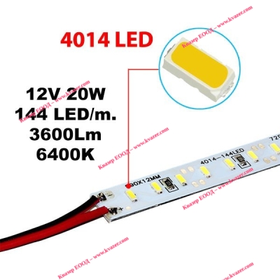 твърда студено бяла светодиодна лента, 144 LED/m smd 4014 (20W/m)