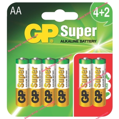 Алкална батерия GP SUPER LR6 AA / 4+2 бр. в опаковка 1.5V