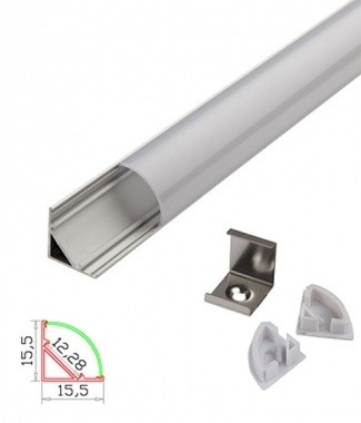 Алуминиев профил за LED лента X076 - ъглов 2m - матов