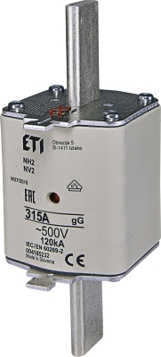 Високомощен предпазител ВП-22 /NV2 / NH2, 315А/500V
