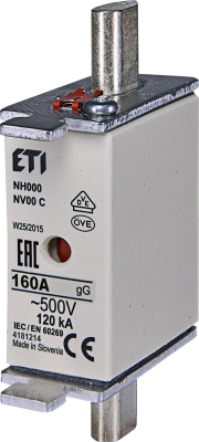 Високомощен предпазител ВП-00 / NV 00 / NH000, 160А/500V