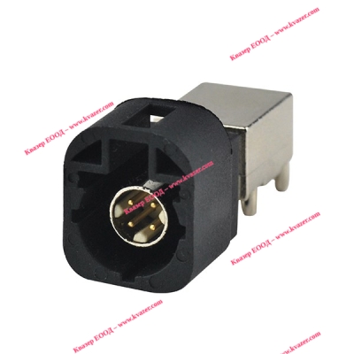 HSD RF автомобилен конектор Fakra, 4 pin HSD мъжки, 90° PCB монтаж