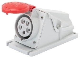 Контакт на стена 16A, IP44, 3P+N+T, 400V, 6H червен