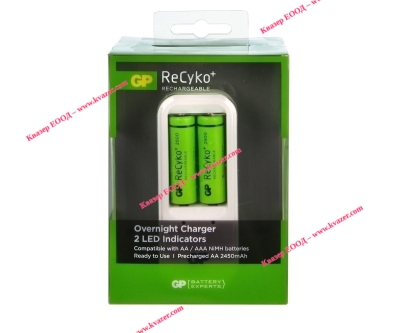 Зарядно устройство за батерии + 2бр батерии NiMH 1.2 V AA/R6 2500mAh GP RECYKO