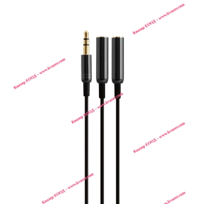 Аудиокабел Earldom AUX201, 3.5mm мъжки към 2х3.5mm женски, 0.4м