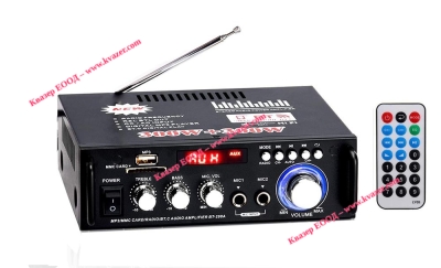 Усилвател с FM радио, USB/MP3, Bluetooth, КАРАОКЕ