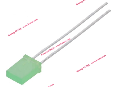 Светодиод зелен правоъгълен 5x2.5mm