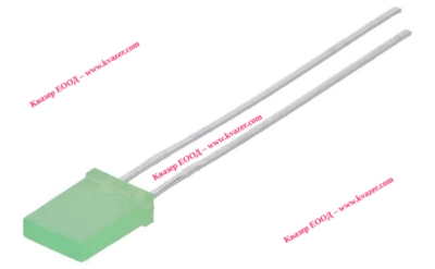 Светодиод зелен правоъгълен 5x2.5mm