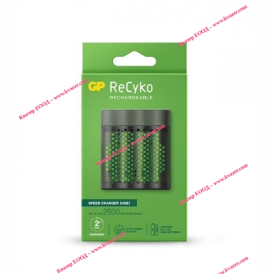Зарядно устройство за батерии M451 GP BATTERIES + 4бр батерии NiMH 1.2 V AA/R6 2700mAh GP RECYKO