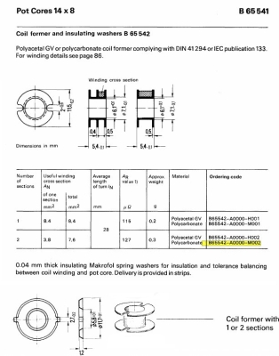 Макара за индуктивност P14/8, B65542-A000-M002 SIEMENS