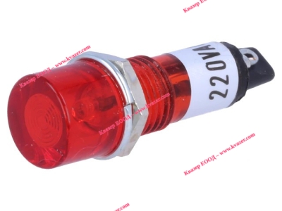 Индикаторна глим лампа / неонова лампа, червена 230VAC ф10mm NINIGI