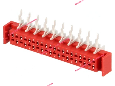 Съединител Micro-Match, 20 контакта / 2x10, гнездо, женски, ъглови 90°, THT / PCB