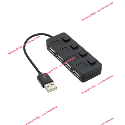USB хъб USB 2.0, 4 порта, черен