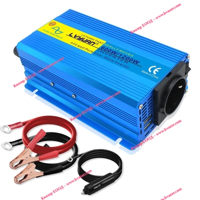 ТРАНСФЕРТЕР ИНВЕРТОР ЧИСТА СИНУСОИДА 600W 12V/230V 2 USB LVYUAN DE600P12