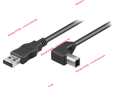 USB кабел за принтер AM/BM / USB A мъжки - USB B мъжки, ъглов, 1м, Goobay