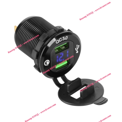 2xUSB зарядно за кола с Quick Charge функция и измервател на напрежение