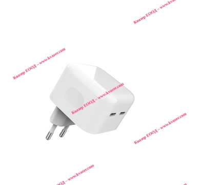 Бързо зарядно устройство 100-240V 2xUSB-C 18W PD или 1xUSB-C 35W PD PPS Бял
