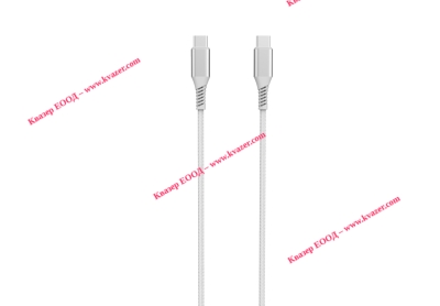 Кабел за зареждане Power Delivery (PD) USB-C към USB-C 5A E-Marker чип, 1.5м Бял