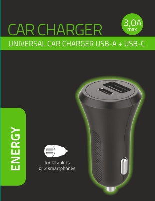 Бързо зарядно устройство VS Mobile - 12-24V 1xUSB-A 2.4A + 1xUSB Type-C 3.0A 20W Сив