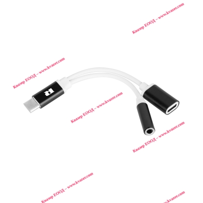USB Type C адаптер - Jack 3.5 букса + USB Type C стерео букса 15см REBEL