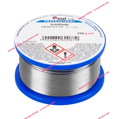 ТИНОЛ Sn60Pb40, ф1.50mm, 250гр. F-SW26 2.5% CYNEL