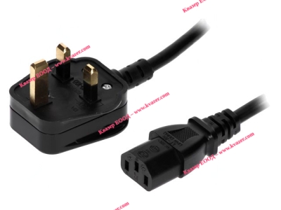 Захранващ кабел H05VV-F 3Х1.00кв.мм. 3 метра с английски щепсел BS 1363 (G)  и IEC C13