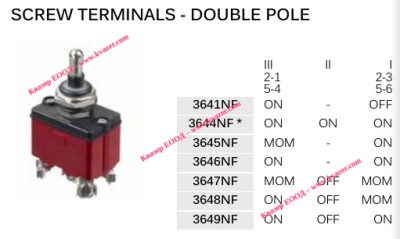 3644NF Apem ЦК ключ ON-OFF-ON DP3T 12A 28V