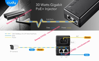 PoE Инжектор CUDY POE200, GIGABIT POE+/POE, 30W, 1 X 10/100/1000MBPS