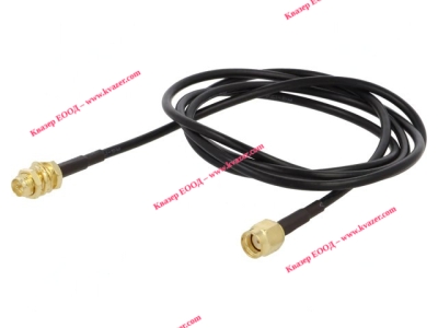 SMA кабел за антена, RP-SMA мъжки -RP-SMA женски, 50 ohm 1m черен
