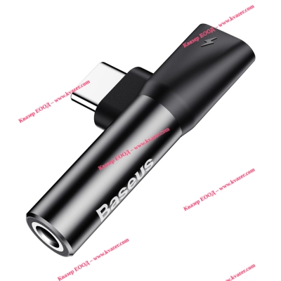Преходник Baseus L41, Type-C към 3.5mm F + Type-C F, Черен