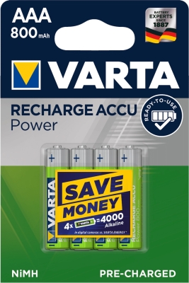 Акумулаторна батерия NiMH VARTA AAA 800mAh 4бр/бл.