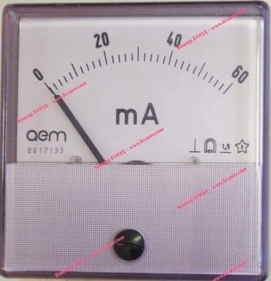 Амперметър 0-60mA DC / MP80 80x80mm
