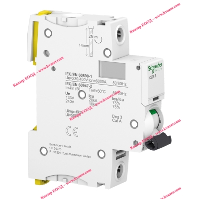 Автоматичен прекъсвач A9F73106 Acti9 iC60N 1P B 6A SCHNEIDER ELECTRIC