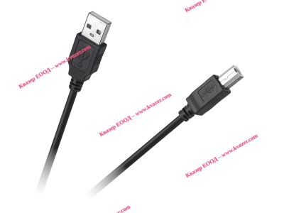 USB кабел за принтер AM/BM, прав, черен, 1.8м