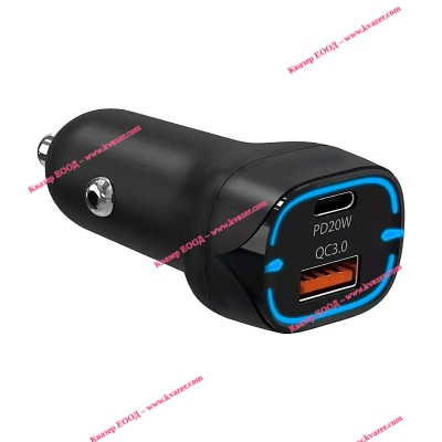 Зарядно за телефон  12V/24V, USB PD 20W +  QC3.0 18W USB-A + Type-C