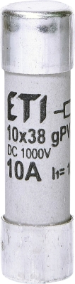 Предпазител 1000V DC за фотоволтаични панели ETI POLAM 002625105 CH 10x38mm gPV 10А