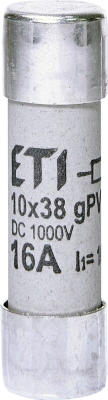 Предпазител 1000V DC за фотоволтаични панели ETI POLAM 002625107 CH 10x38mm gPV 16А